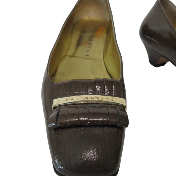Bill Pinner Caligarius Brown Patent Leather Kitten Heel Pump - Size 7.5 B - Picture 3 of 13